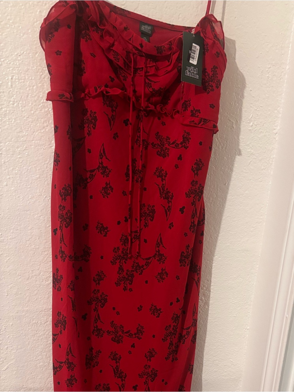 Red Floral Print Long  Dress Wild Fable
